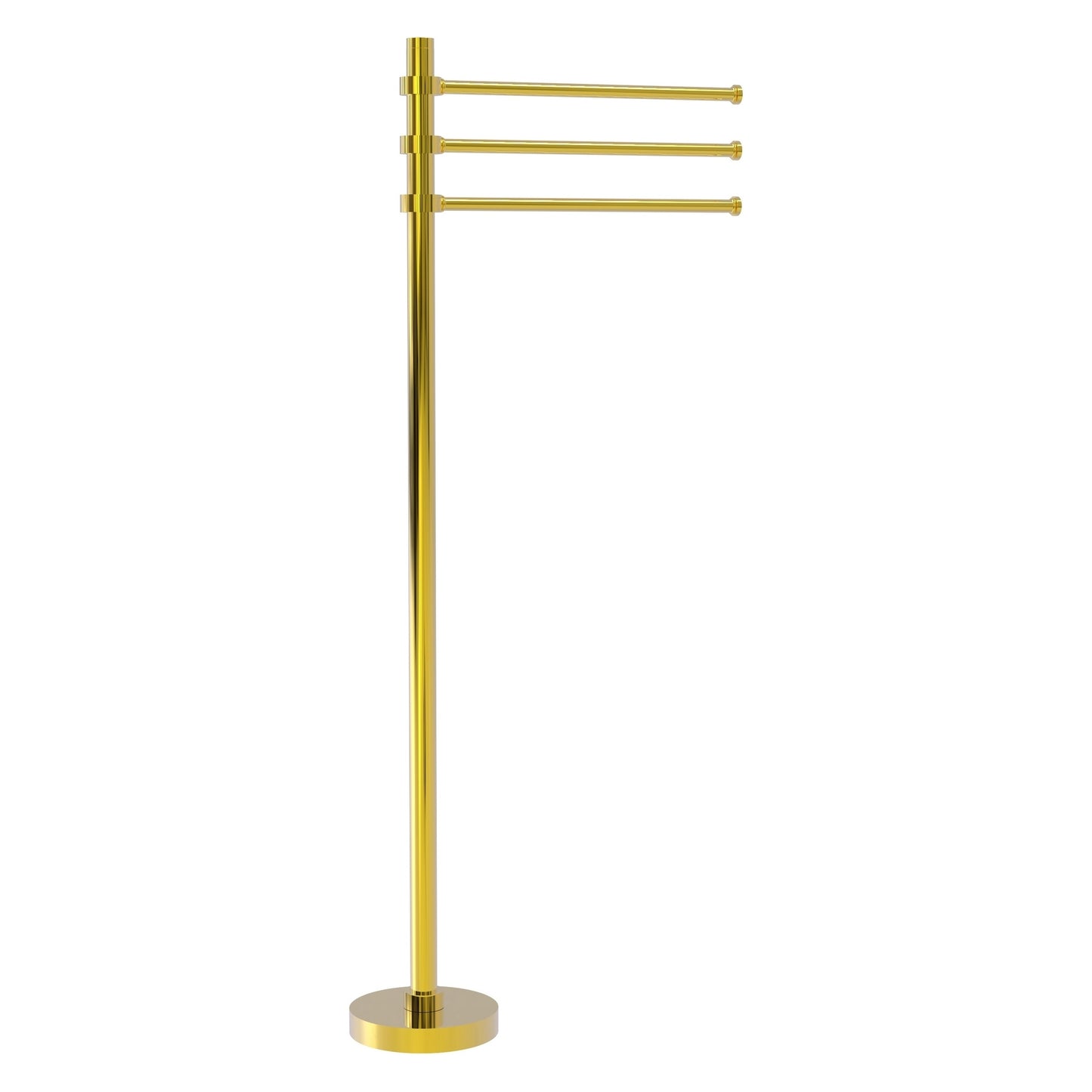 Allied Brass TS-45-PB 39" Polished Brass Freestanding Towel Holder With 3 Pivoting 12 Inch Arms