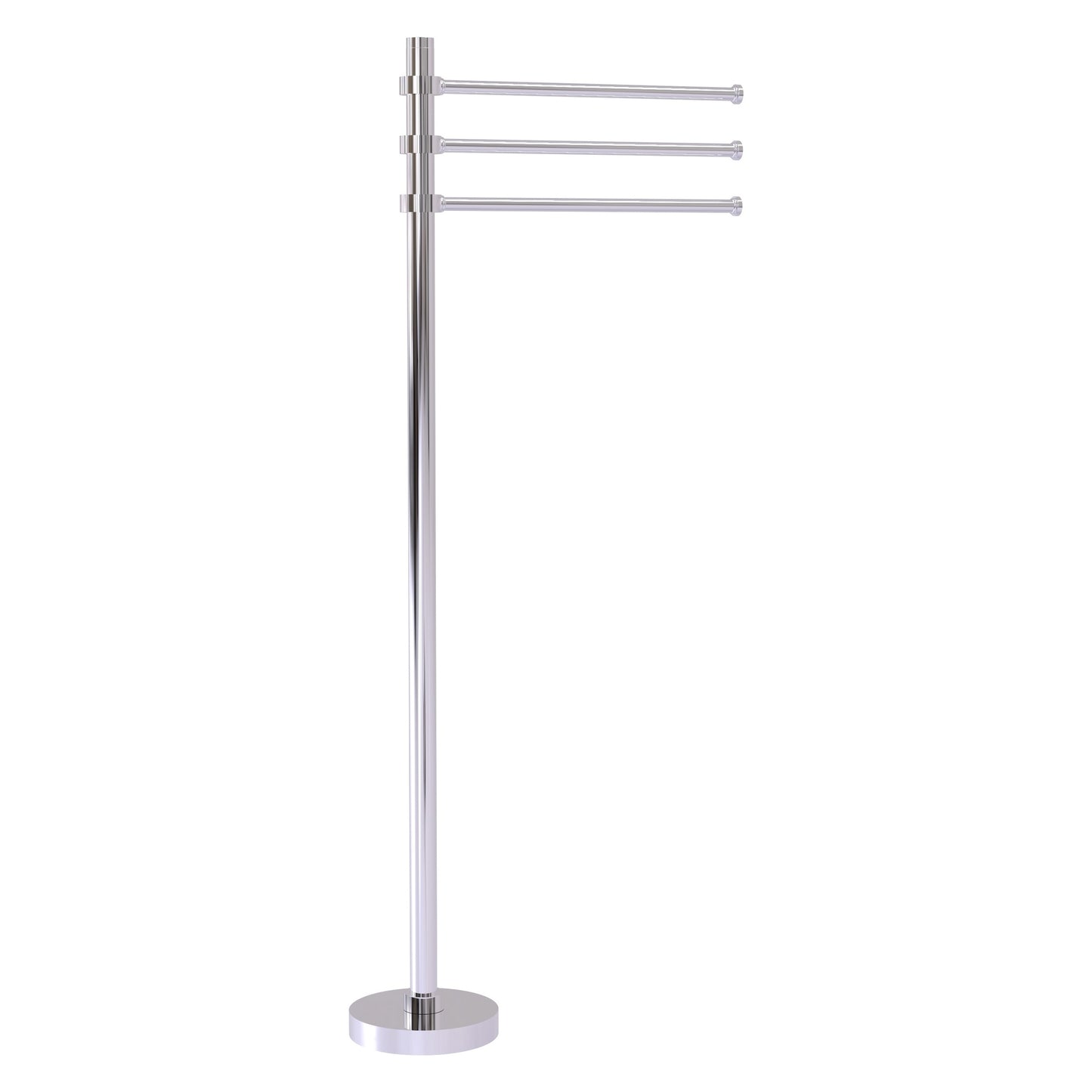 Allied Brass TS-45-PC 39" Polished Chrome Freestanding Towel Holder With 3 Pivoting 12 Inch Arms
