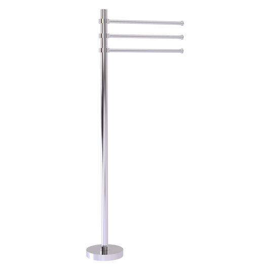 Allied Brass TS-45-PC 39" Polished Chrome Freestanding Towel Holder With 3 Pivoting 12 Inch Arms
