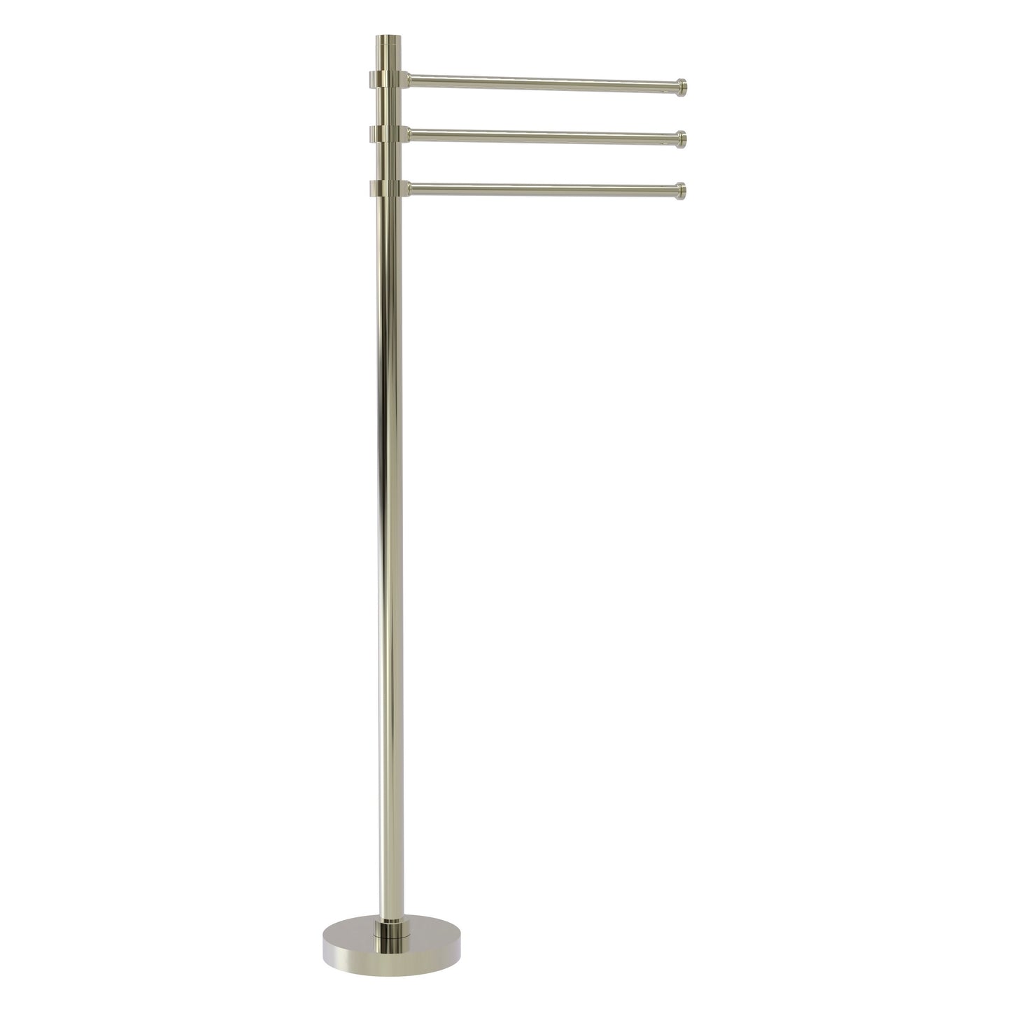 Allied Brass TS-45-PNI 39" Polished Nickel Freestanding Towel Holder With 3 Pivoting 12 Inch Arms