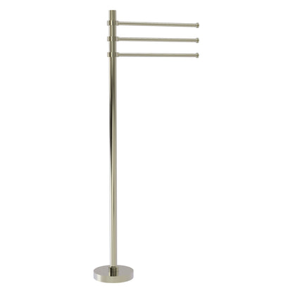 Allied Brass TS-45-PNI 39" Polished Nickel Freestanding Towel Holder With 3 Pivoting 12 Inch Arms
