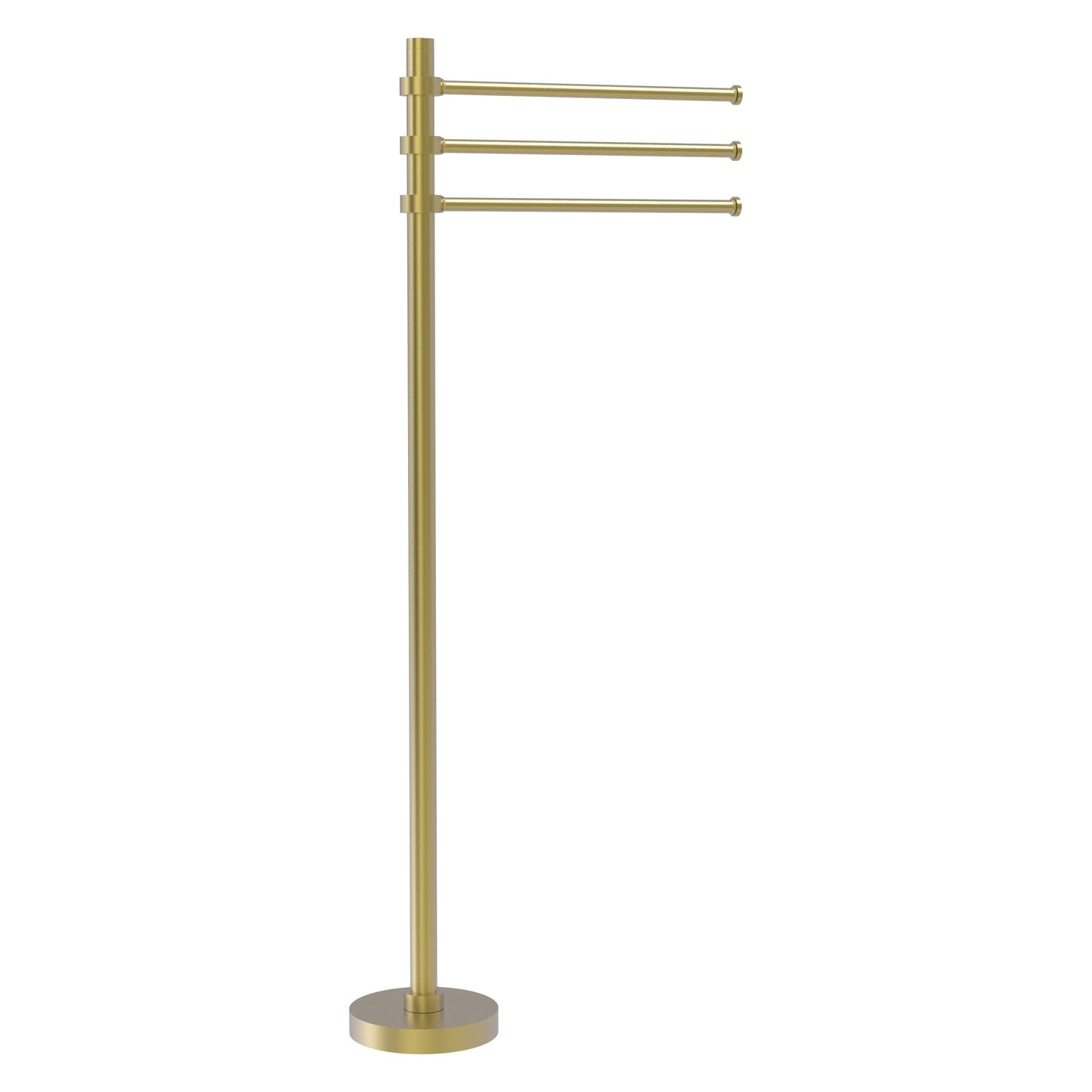 Allied Brass TS-45-SBR 39" Satin Brass Freestanding Towel Holder With 3 Pivoting 12 Inch Arms