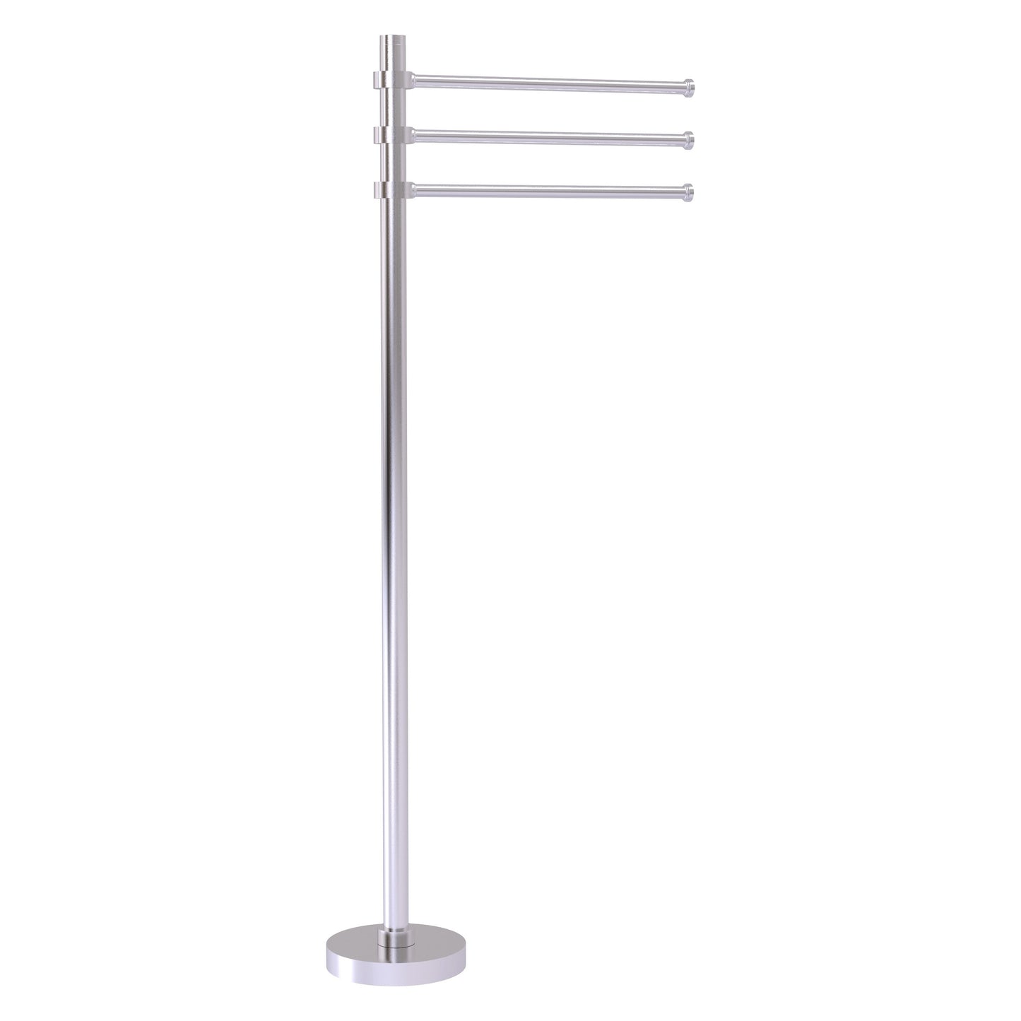 Allied Brass TS-45-SCH 39" Satin Chrome Freestanding Towel Holder With 3 Pivoting 12 Inch Arms