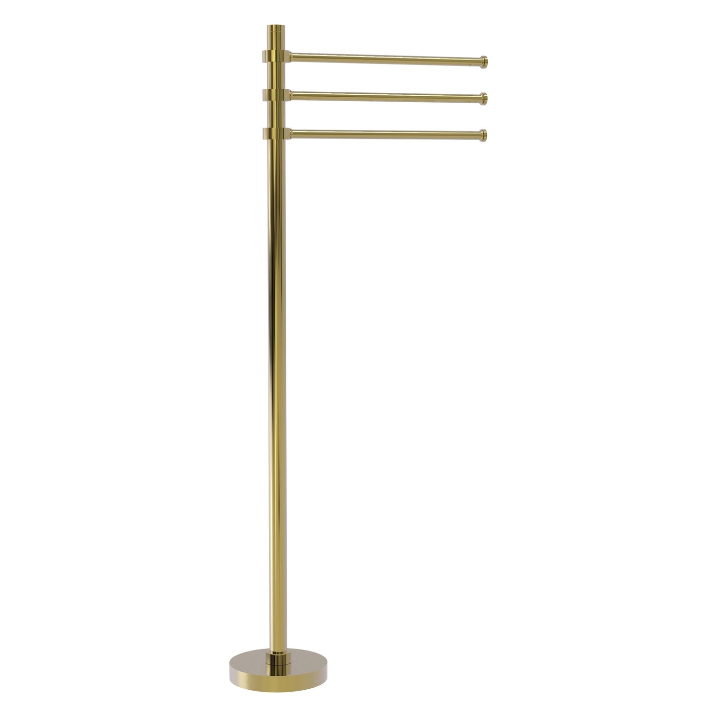 Allied Brass TS-45-UNL 39" Unlacquered Brass Freestanding Towel Holder With 3 Pivoting 12 Inch Arms