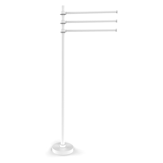 Allied Brass TS-45-WHM 39" Matte White Freestanding Towel Holder With 3 Pivoting 12 Inch Arms