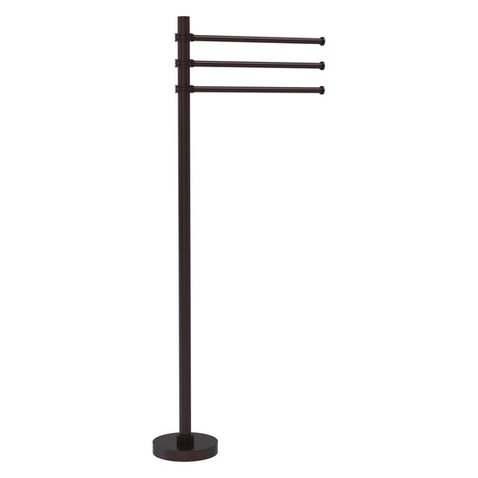 Allied Brass TS-45D-ABZ 39" Antique Bronze Freestanding Towel Holder With 3 Pivoting 12 Inch Arms