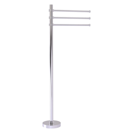 Allied Brass TS-45D-PC 39" Polished Chrome Freestanding Towel Holder With 3 Pivoting 12 Inch Arms