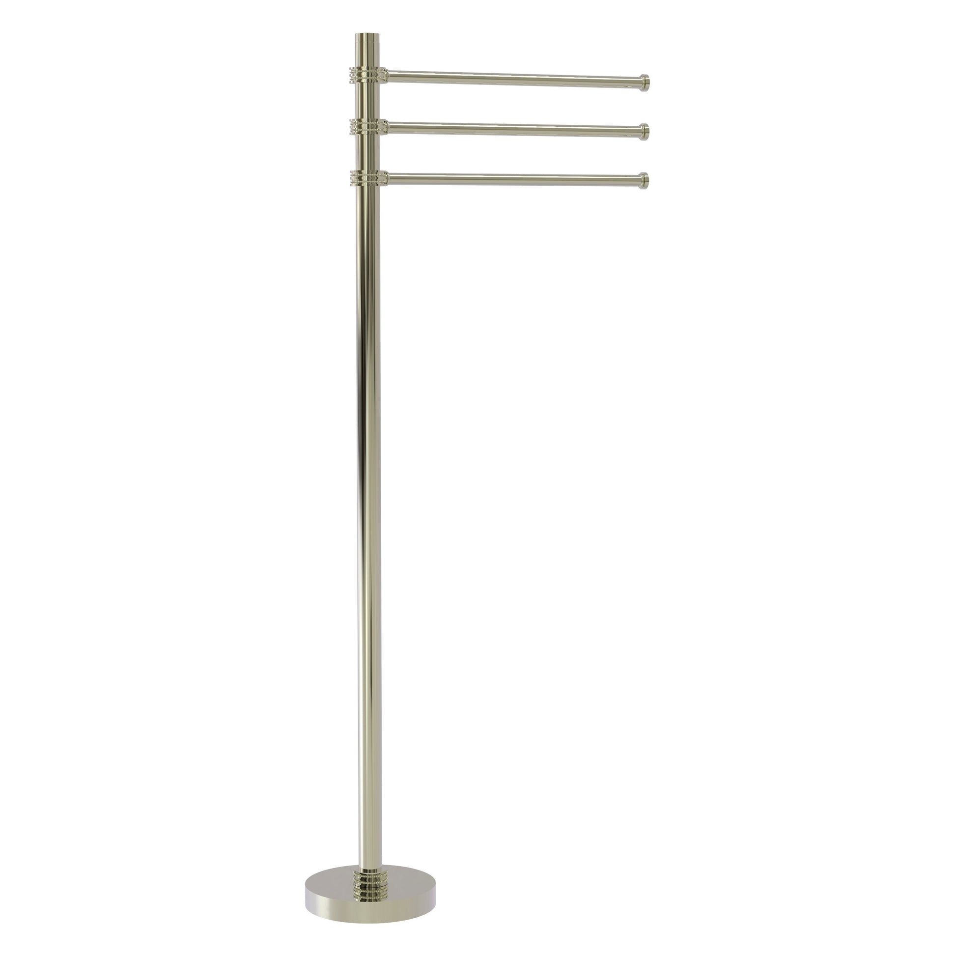 Allied Brass TS-45D-PNI 39" Polished Nickel Freestanding Towel Holder With 3 Pivoting 12 Inch Arms