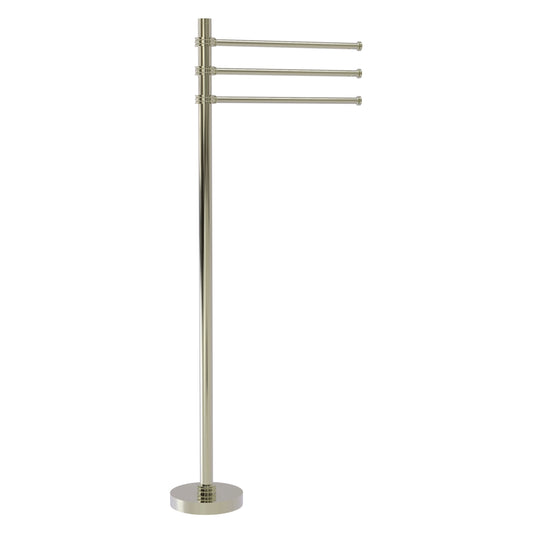 Allied Brass TS-45D-PNI 39" Polished Nickel Freestanding Towel Holder With 3 Pivoting 12 Inch Arms