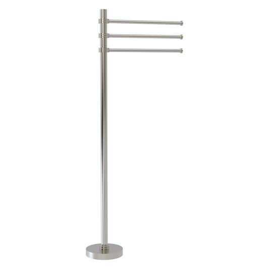 Allied Brass TS-45D-SN 39" Satin Nickel Freestanding Towel Holder With 3 Pivoting 12 Inch Arms