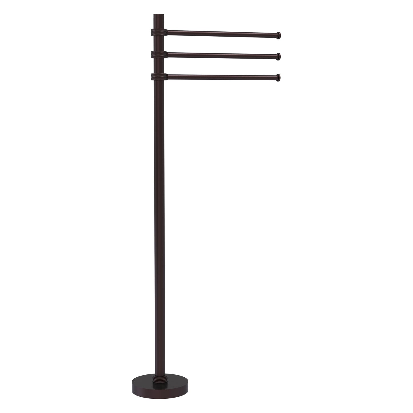 Allied Brass TS-45G-ABZ 39" Antique Bronze Freestanding Towel Holder With 3 Pivoting 12 Inch Arms
