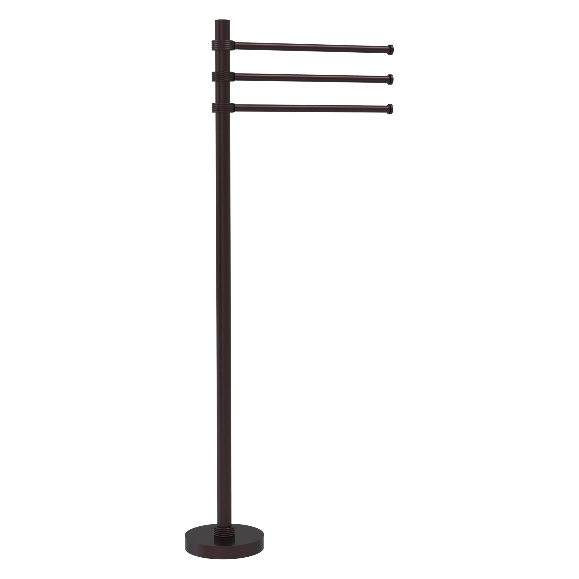 Allied Brass TS-45G-ABZ 39" Antique Bronze Freestanding Towel Holder With 3 Pivoting 12 Inch Arms