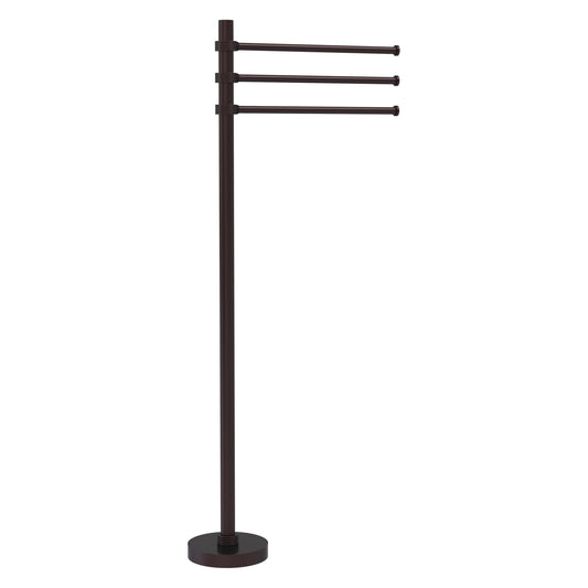 Allied Brass TS-45G-ABZ 39" Antique Bronze Freestanding Towel Holder With 3 Pivoting 12 Inch Arms