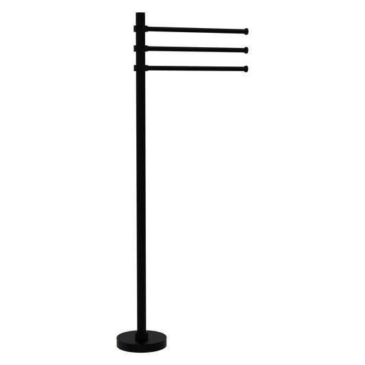 Allied Brass TS-45G-BKM 39" Matte Black Freestanding Towel Holder With 3 Pivoting 12 Inch Arms