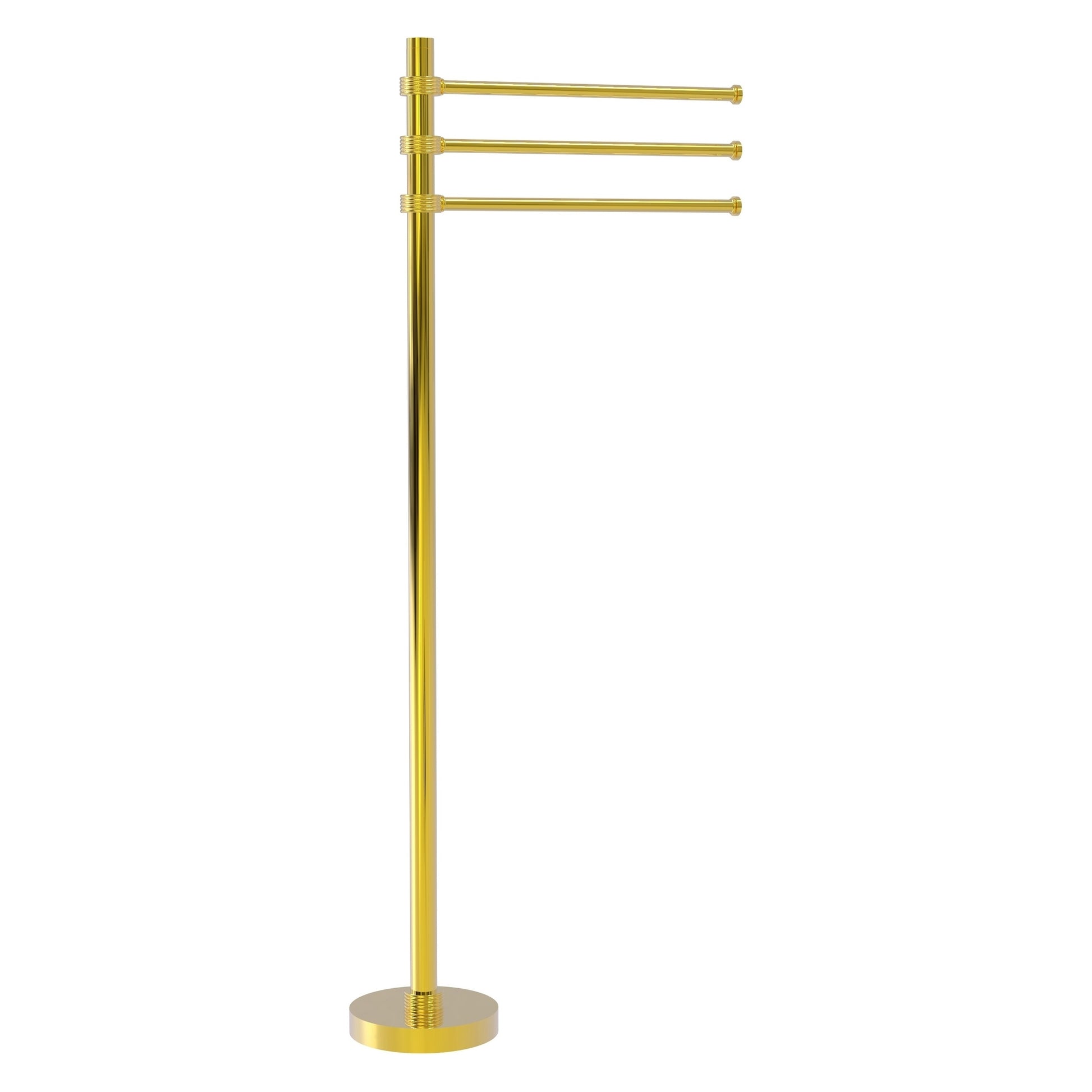 Allied Brass TS-45G-PB 39" Polished Brass Freestanding Towel Holder With 3 Pivoting 12 Inch Arms