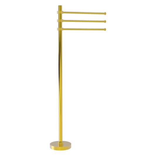 Allied Brass TS-45G-PB 39" Polished Brass Freestanding Towel Holder With 3 Pivoting 12 Inch Arms