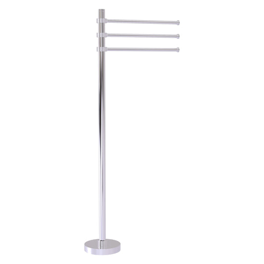 Allied Brass TS-45G-PC 39" Polished Chrome Freestanding Towel Holder With 3 Pivoting 12 Inch Arms