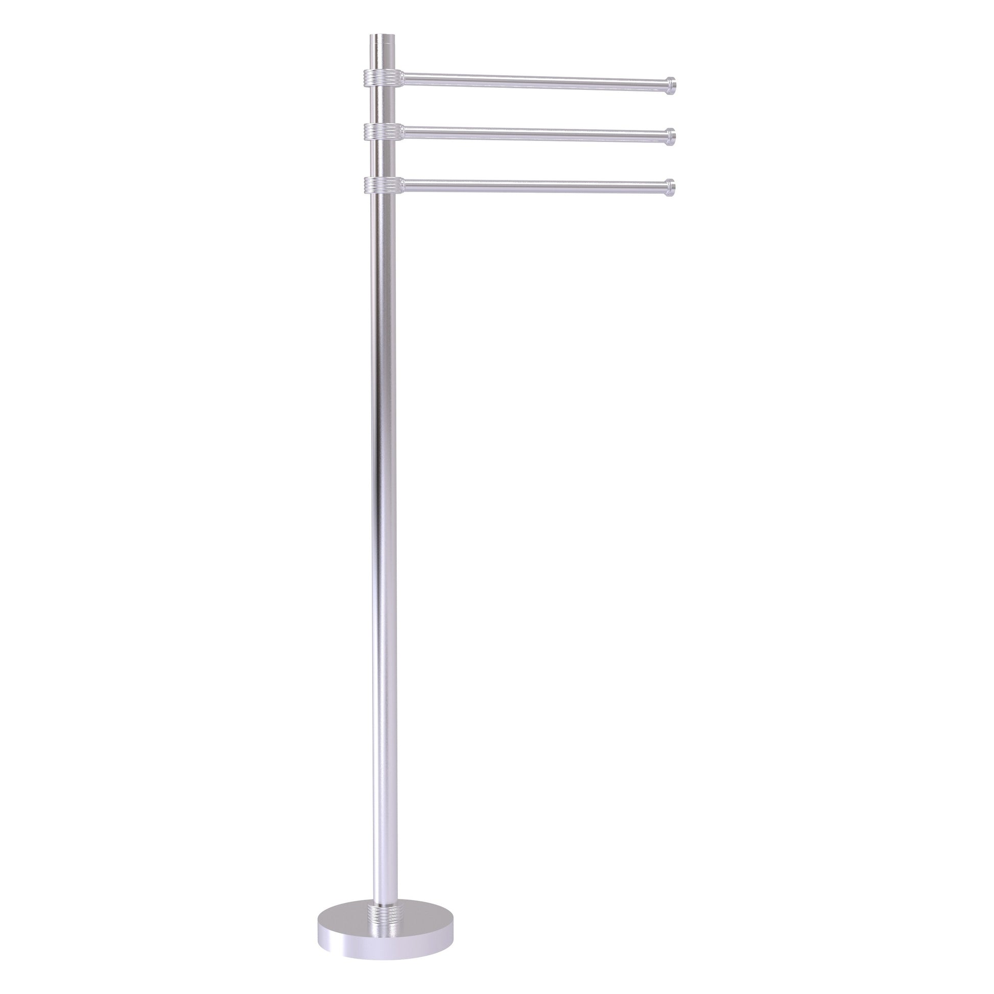 Allied Brass TS-45G-SCH 39" Satin Chrome Freestanding Towel Holder With 3 Pivoting 12 Inch Arms