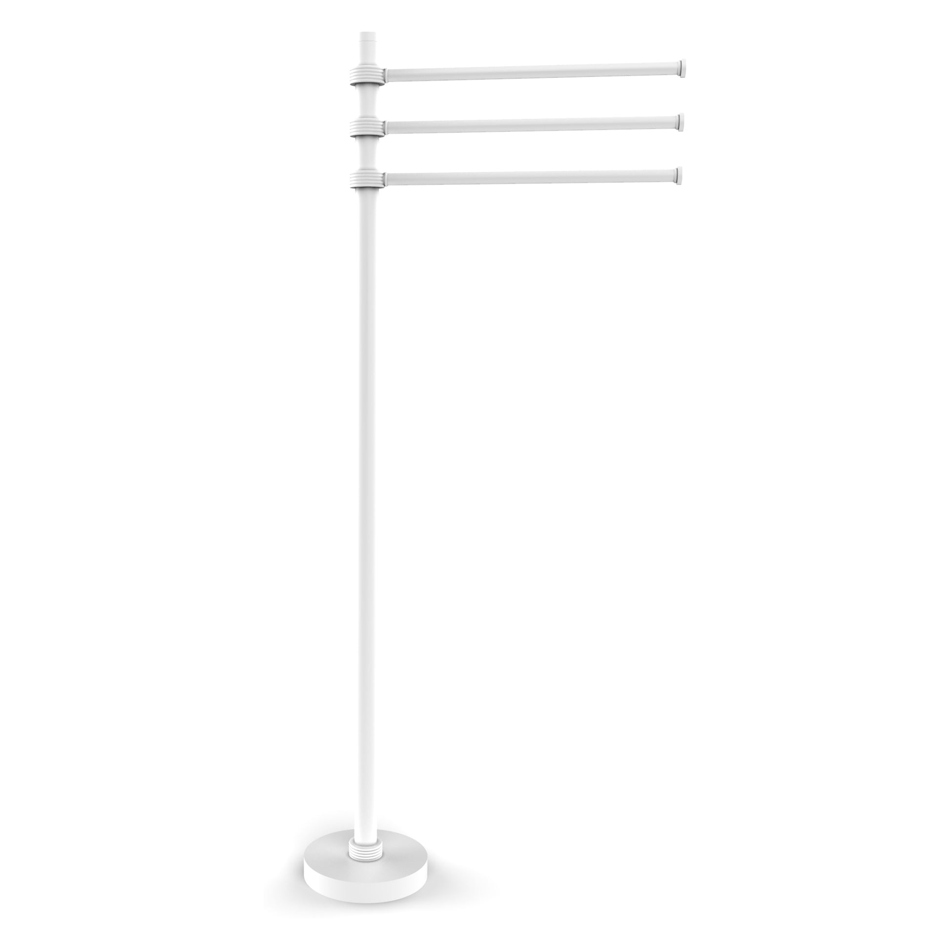 Allied Brass TS-45G-WHM 39" Matte White Freestanding Towel Holder With 3 Pivoting 12 Inch Arms