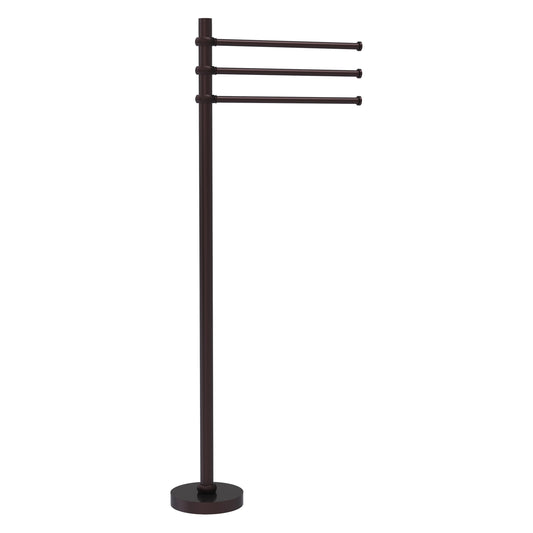 Allied Brass TS-45T-ABZ 39" Antique Bronze Freestanding Towel Holder With 3 Pivoting 12 Inch Arms