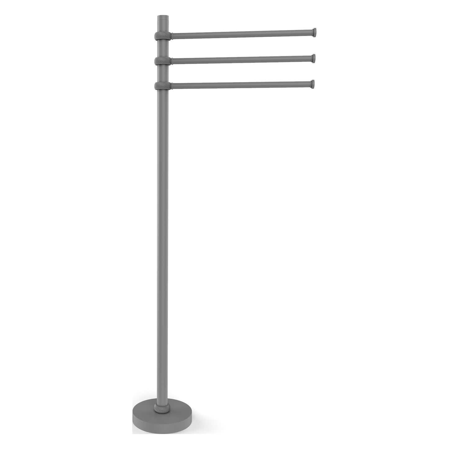 Allied Brass TS-45T-GYM 39" Matte Gray Freestanding Towel Holder With 3 Pivoting 12 Inch Arms