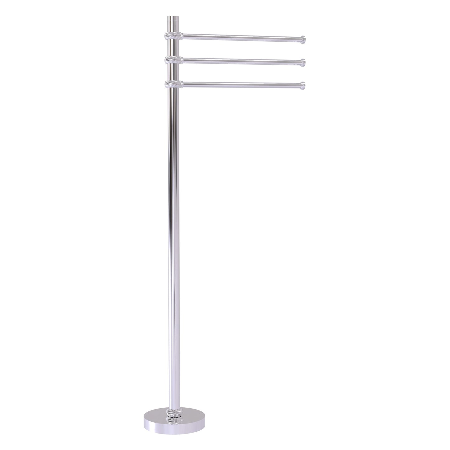 Allied Brass TS-45T-PC 39" Polished Chrome Freestanding Towel Holder With 3 Pivoting 12 Inch Arms