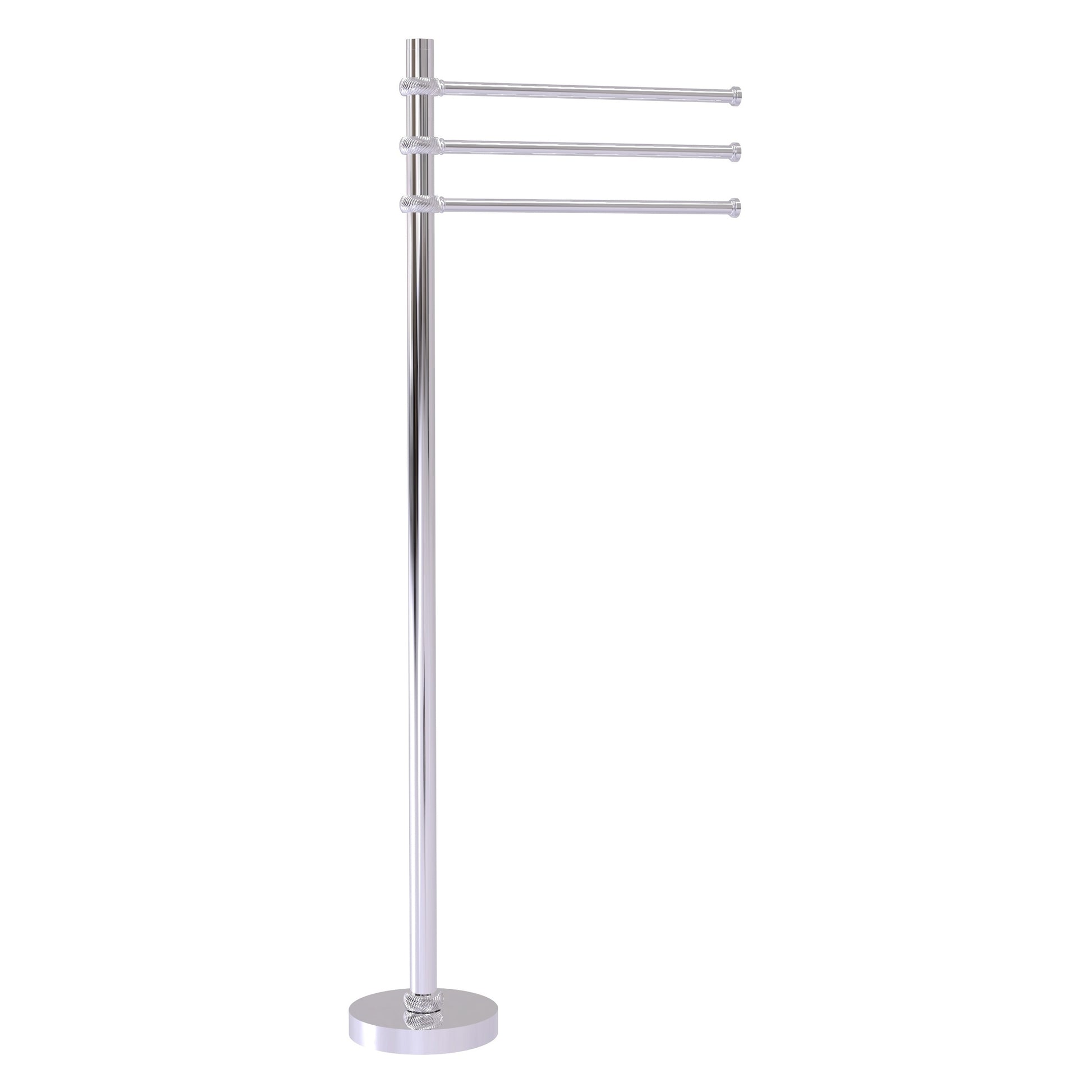 Allied Brass TS-45T-PC 39" Polished Chrome Freestanding Towel Holder With 3 Pivoting 12 Inch Arms