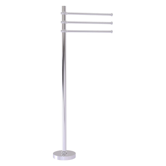 Allied Brass TS-45T-PC 39" Polished Chrome Freestanding Towel Holder With 3 Pivoting 12 Inch Arms