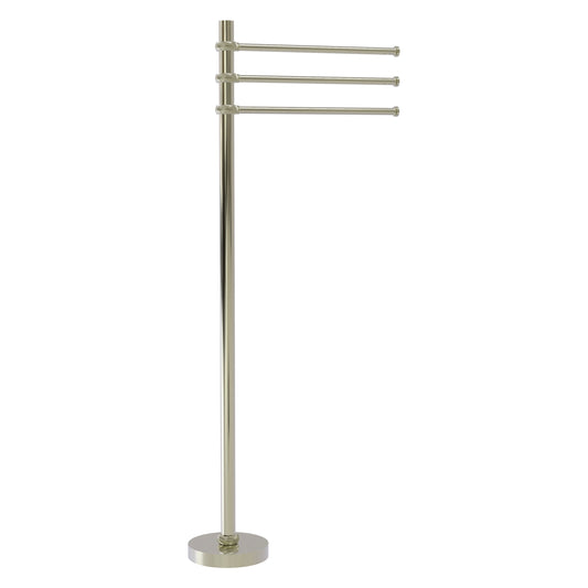 Allied Brass TS-45T-PNI 39" Polished Nickel Freestanding Towel Holder With 3 Pivoting 12 Inch Arms