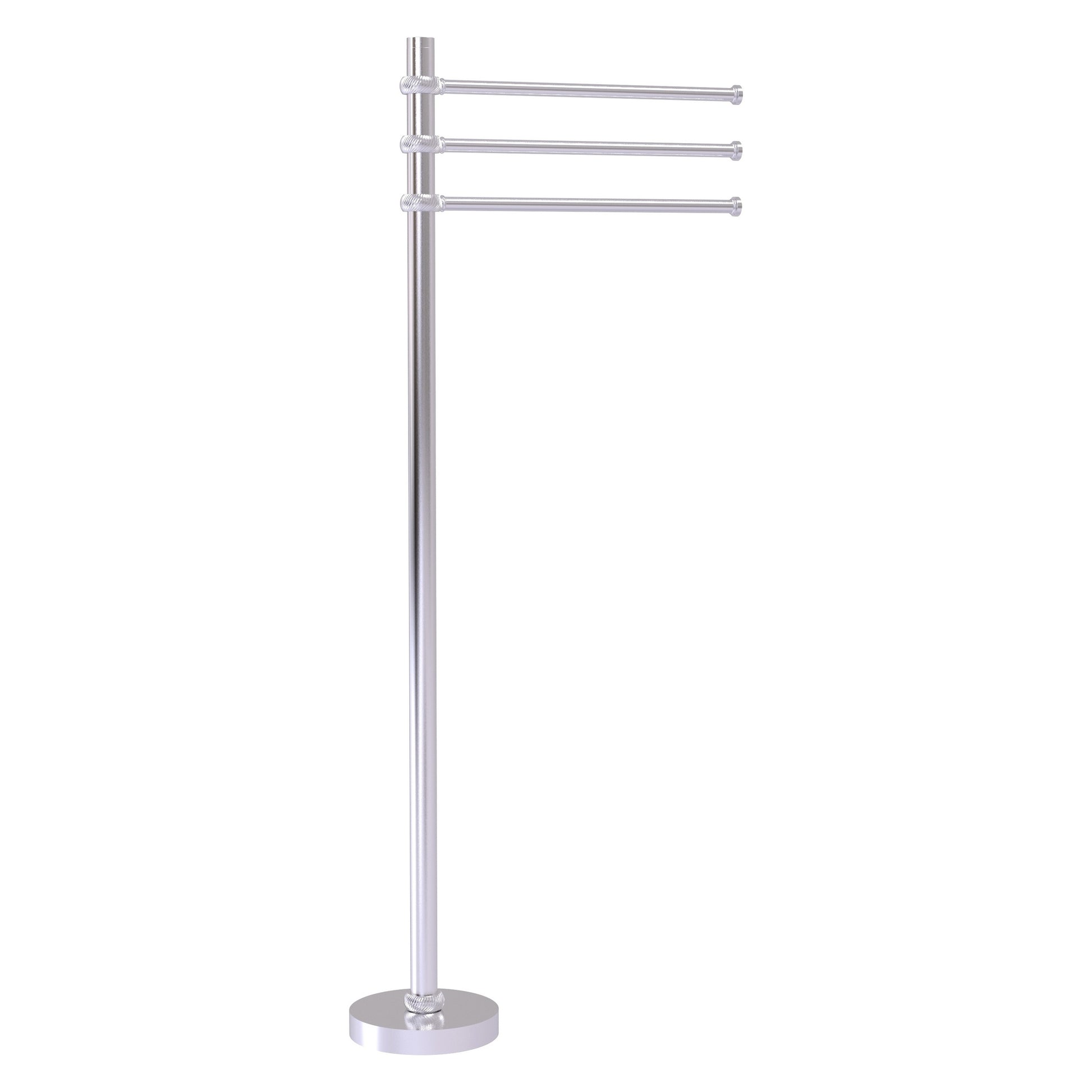 Allied Brass TS-45T-SCH 39" Satin Chrome Freestanding Towel Holder With 3 Pivoting 12 Inch Arms