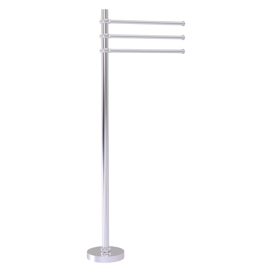 Allied Brass TS-45T-SCH 39" Satin Chrome Freestanding Towel Holder With 3 Pivoting 12 Inch Arms