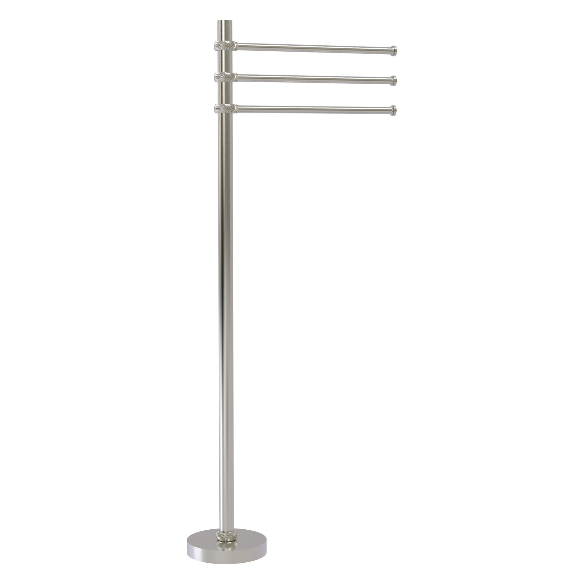 Allied Brass TS-45T-SN 39" Satin Nickel Freestanding Towel Holder With 3 Pivoting 12 Inch Arms