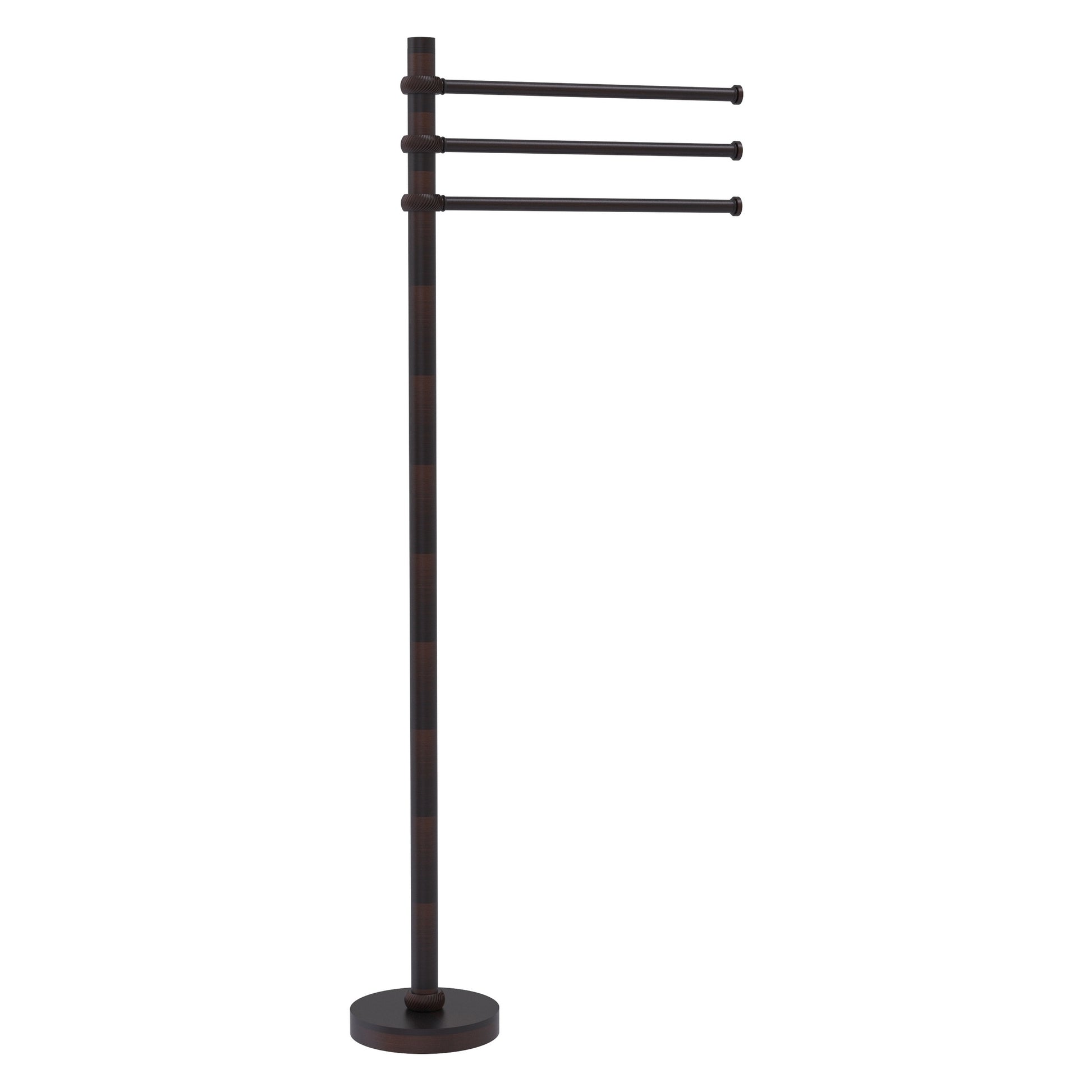 Allied Brass TS-45T-VB 39" Venetian Bronze Freestanding Towel Holder With 3 Pivoting 12 Inch Arms