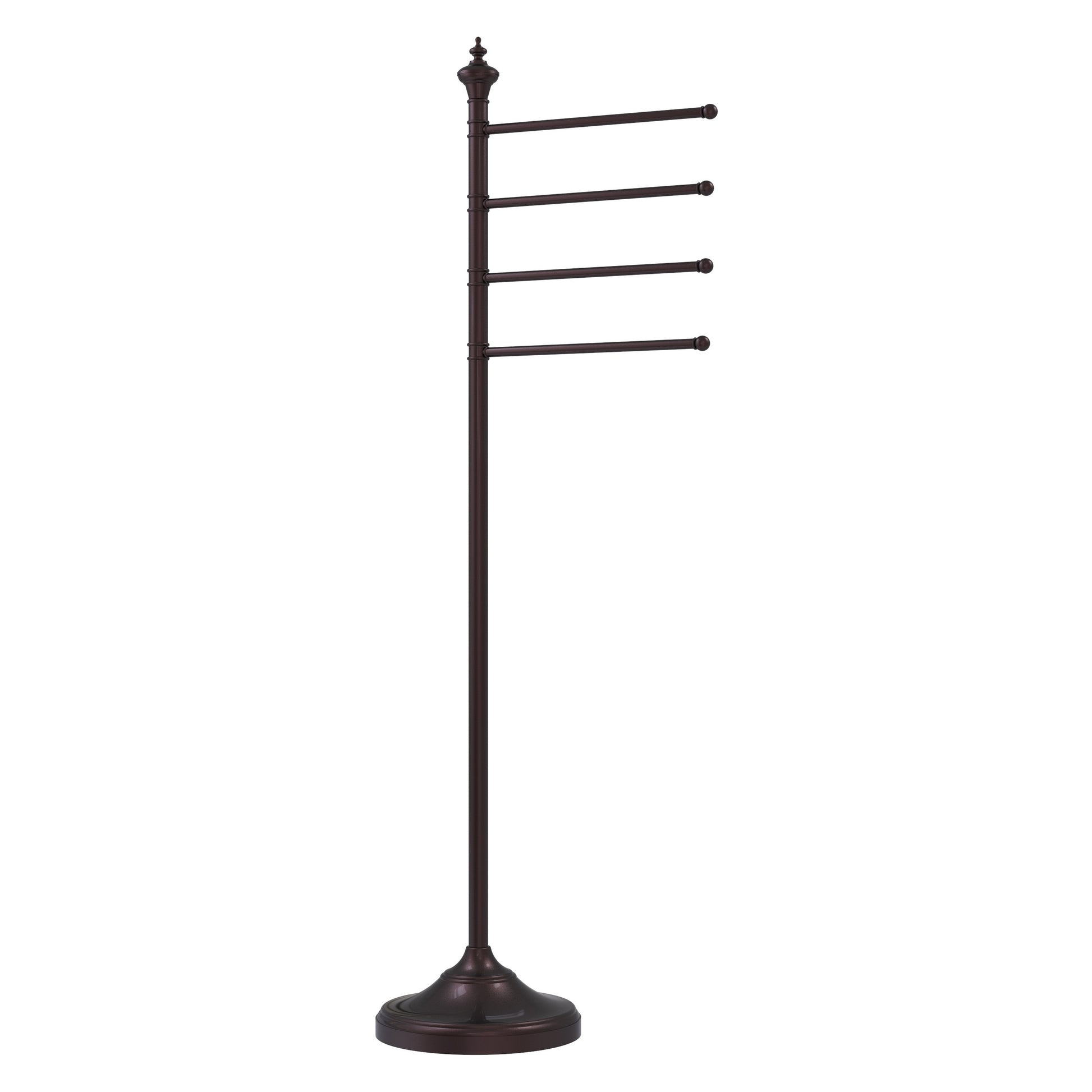 Allied Brass TS-4L-ABZ Antique Bronze Floor Standing Towel Holder With 4 Pivoting Swing Arms