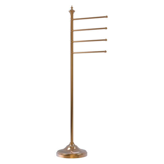 Allied Brass TS-4L-BBR Brushed Bronze Floor Standing Towel Holder With 4 Pivoting Swing Arms