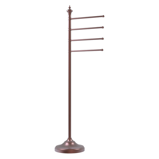 Allied Brass TS-4L-CA Antique Copper Floor Standing Towel Holder With 4 Pivoting Swing Arms