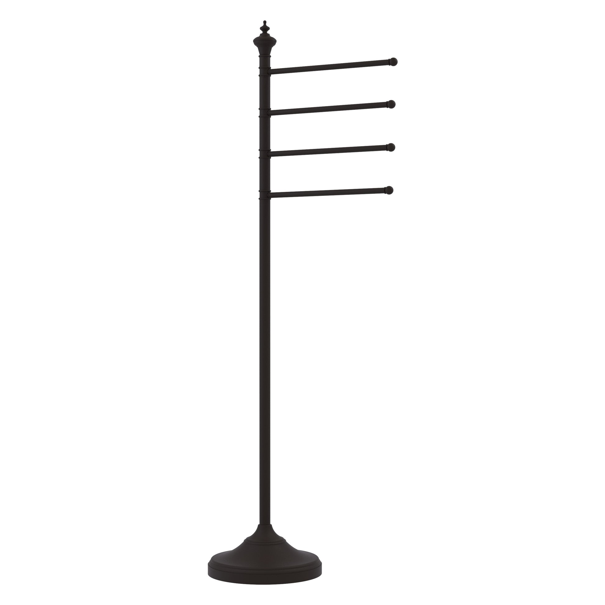 Allied Brass TS-4L-ORB Oil Rubbed Bronze Floor Standing Towel Holder With 4 Pivoting Swing Arms
