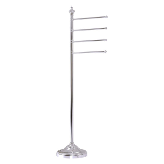 Allied Brass TS-4L-PC Polished Chrome Floor Standing Towel Holder With 4 Pivoting Swing Arms
