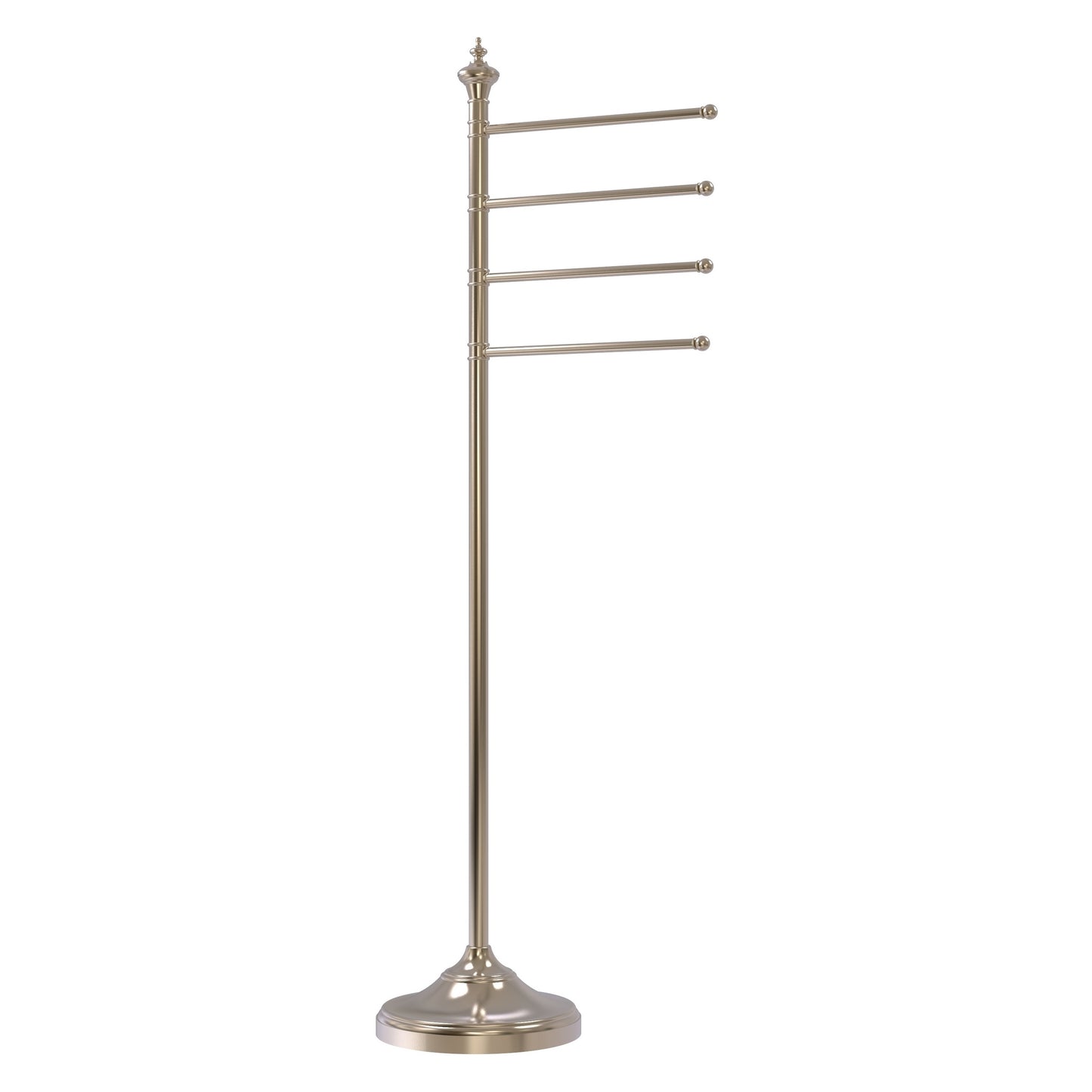 Allied Brass TS-4L-PEW Antique Pewter Floor Standing Towel Holder With 4 Pivoting Swing Arms