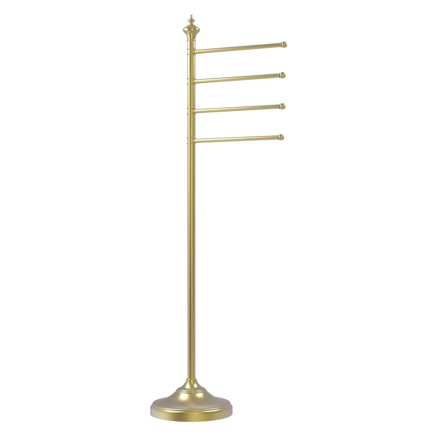 Allied Brass TS-4L-SBR Satin Brass Floor Standing Towel Holder With 4 Pivoting Swing Arms