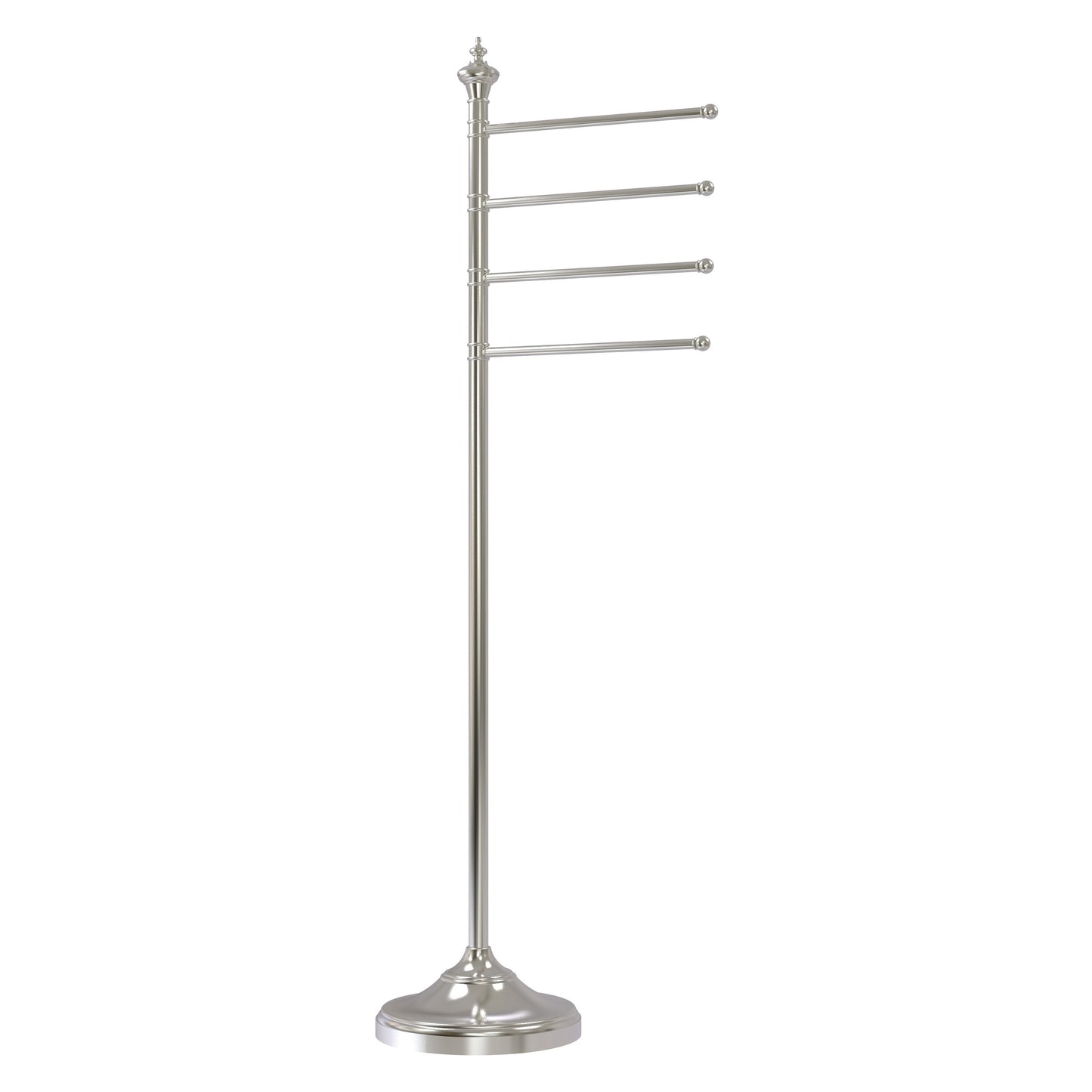 Allied Brass TS-4L-SN Satin Nickel Floor Standing Towel Holder With 4 Pivoting Swing Arms