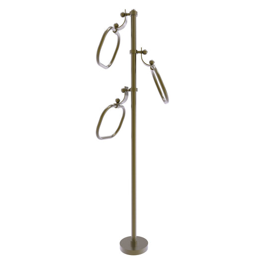 Allied Brass TS-83-ABR 49" Antique Brass Smooth Free Standing Floor Bath Towel Holder Stand