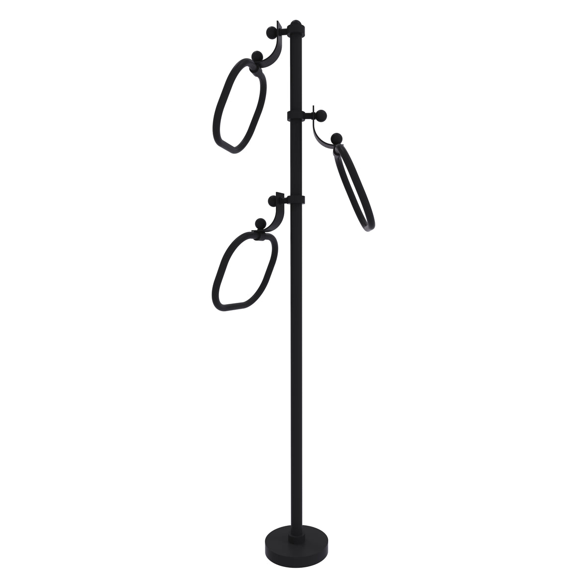 Allied Brass TS-83-BKM 49" Matte Black Smooth Free Standing Floor Bath Towel Holder Stand
