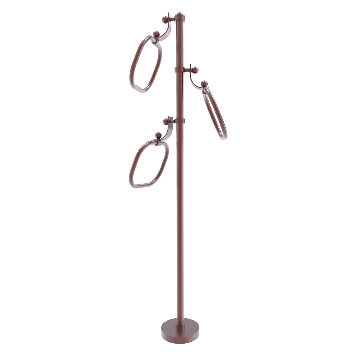 Allied Brass TS-83-CA 49" Antique Copper Smooth Free Standing Floor Bath Towel Holder Stand