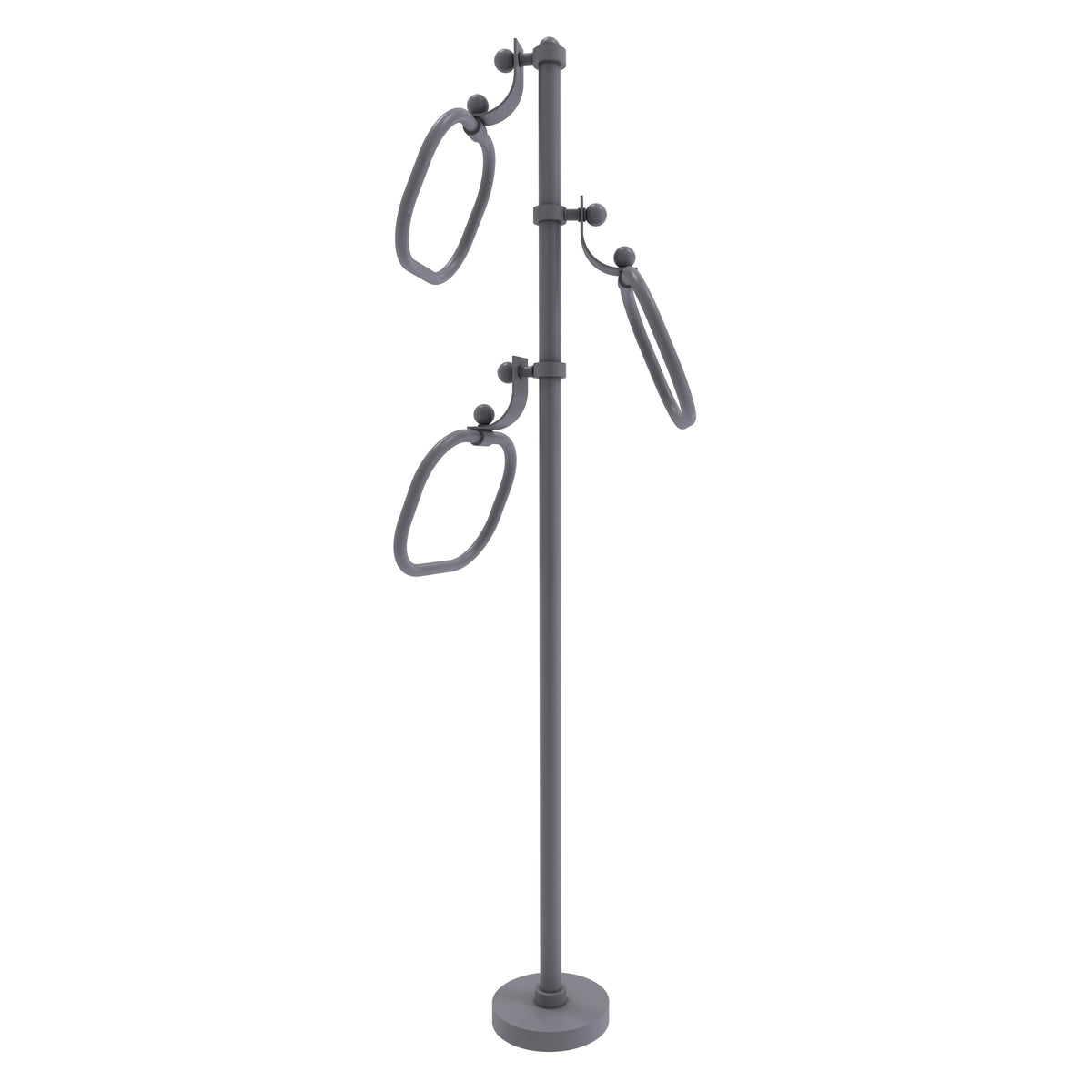 Allied Brass TS-83-GYM 49" Matte Gray Smooth Free Standing Floor Bath Towel Holder Stand