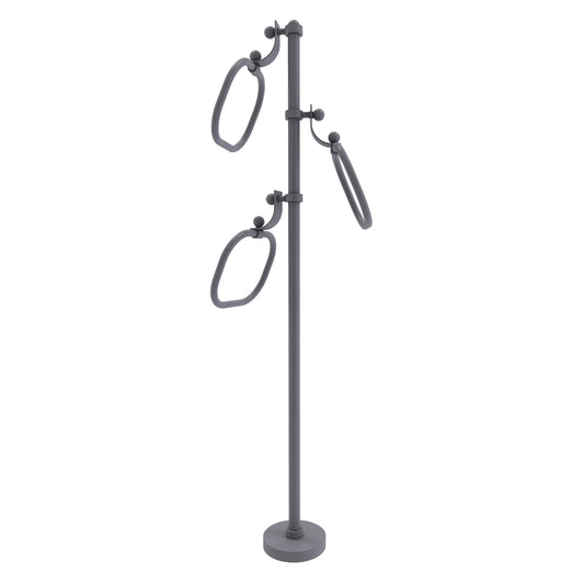 Allied Brass TS-83-GYM 49" Matte Gray Smooth Free Standing Floor Bath Towel Holder Stand