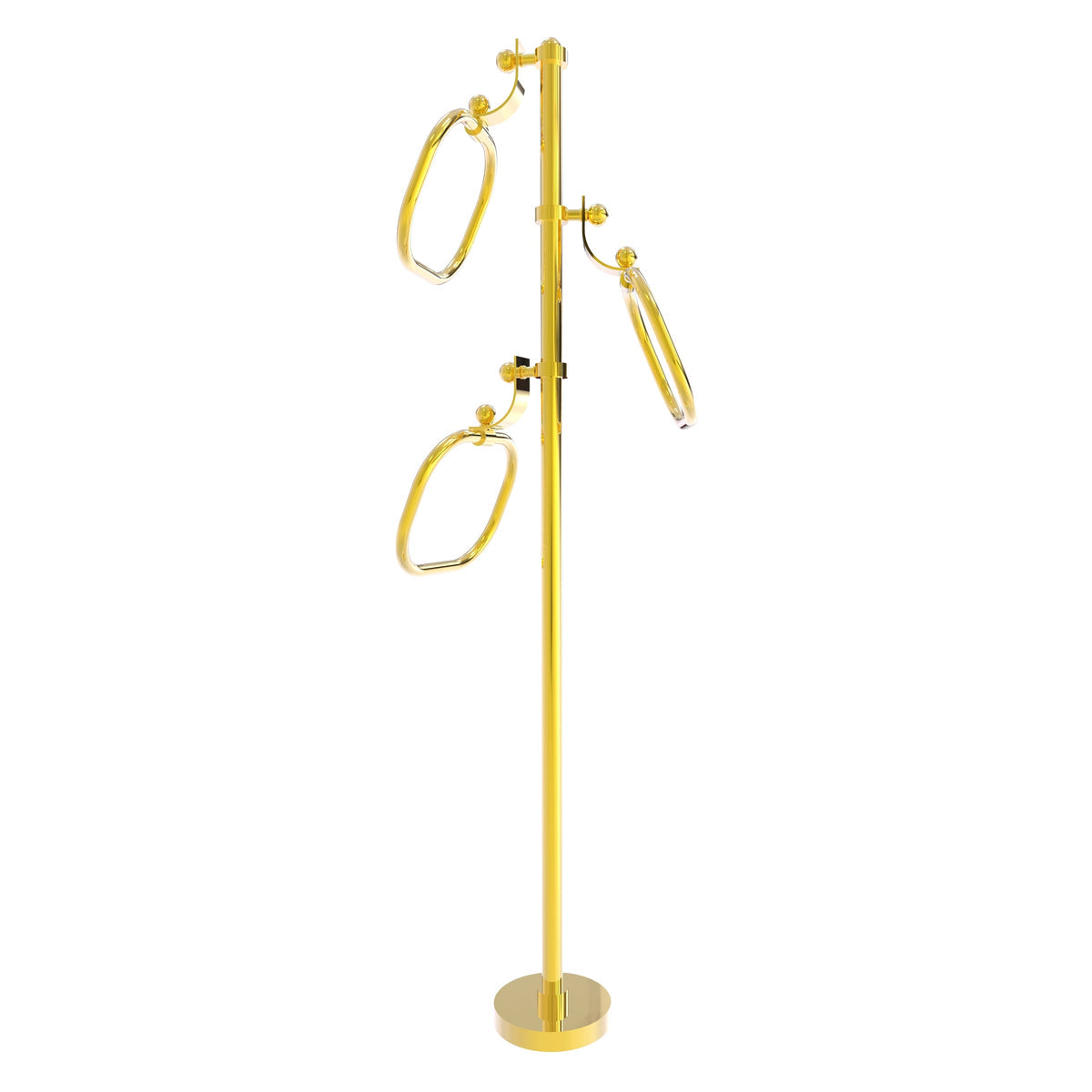 Allied Brass TS-83-PB 49" Polished Brass Smooth Free Standing Floor Bath Towel Holder Stand
