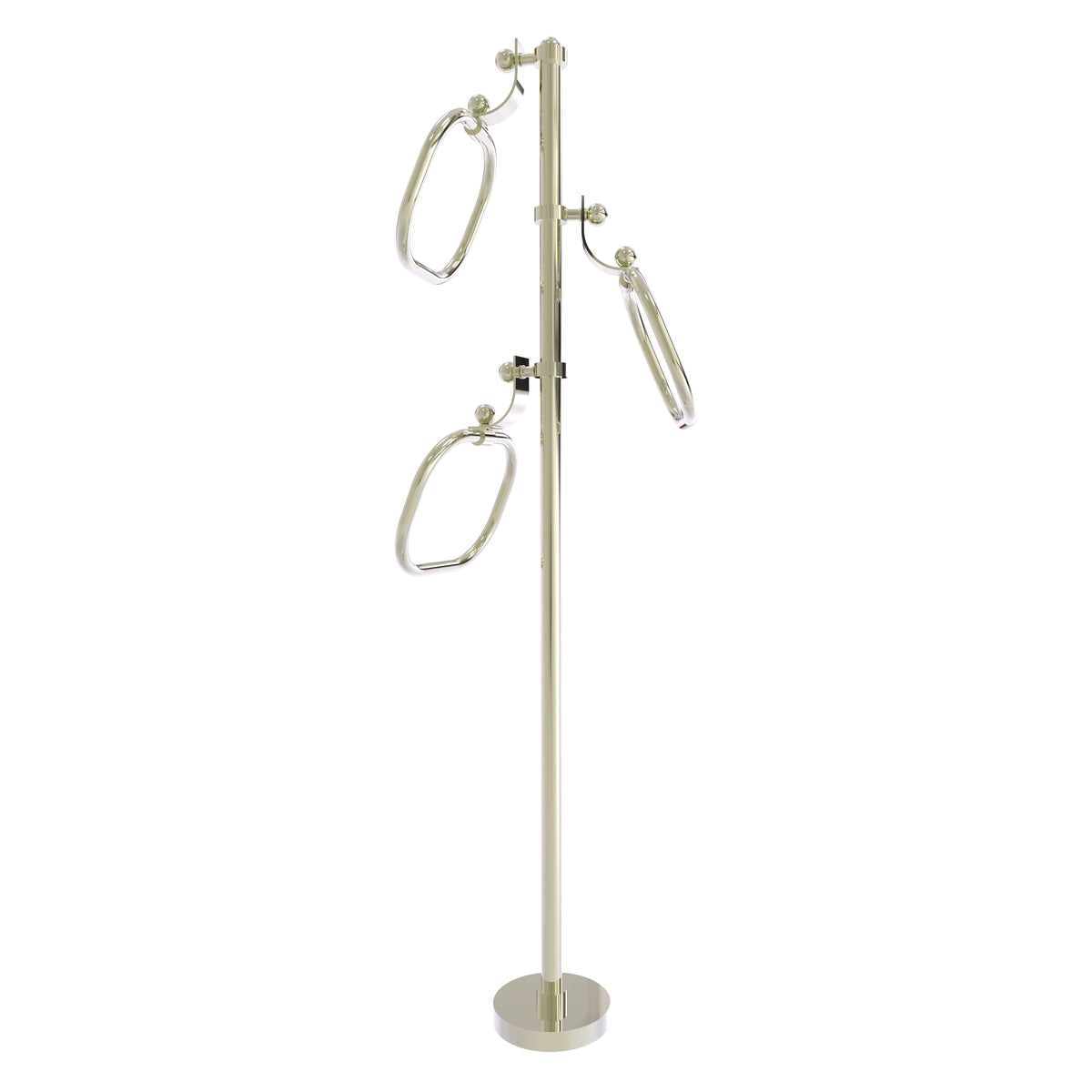 Allied Brass TS-83-PNI 49" Polished Nickel Smooth Free Standing Floor Bath Towel Holder Stand