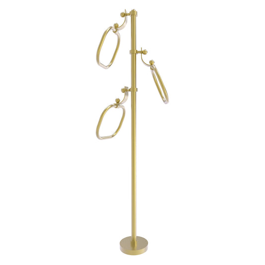 Allied Brass TS-83-SBR 49" Satin Brass Smooth Free Standing Floor Bath Towel Holder Stand