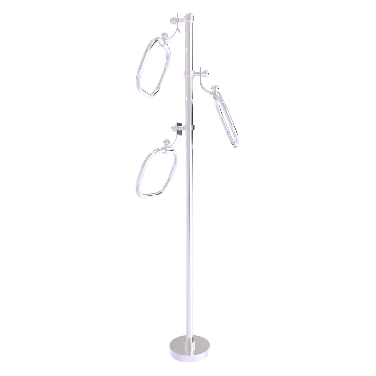 Allied Brass TS-83-SCH 49" Satin Chrome Smooth Free Standing Floor Bath Towel Holder Stand